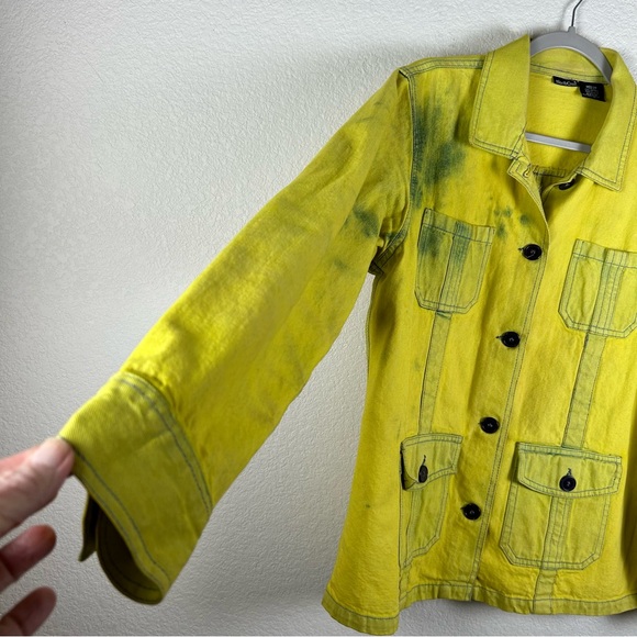 North Crest Women’s Sz Medium farm 90’s Y2K neon denim chore jacket barn jacket - Picture 7 of 7